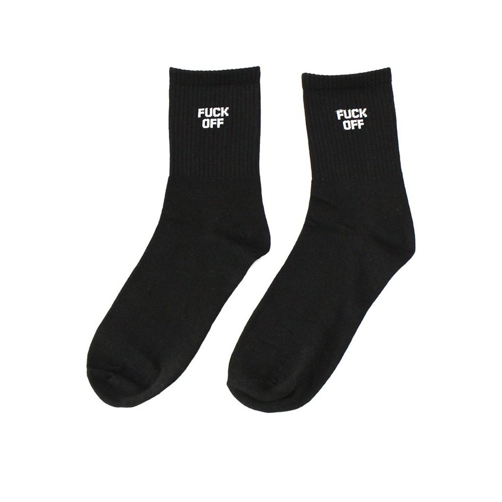 F*ck Off Crew Socks - Black/White - DRIKOR